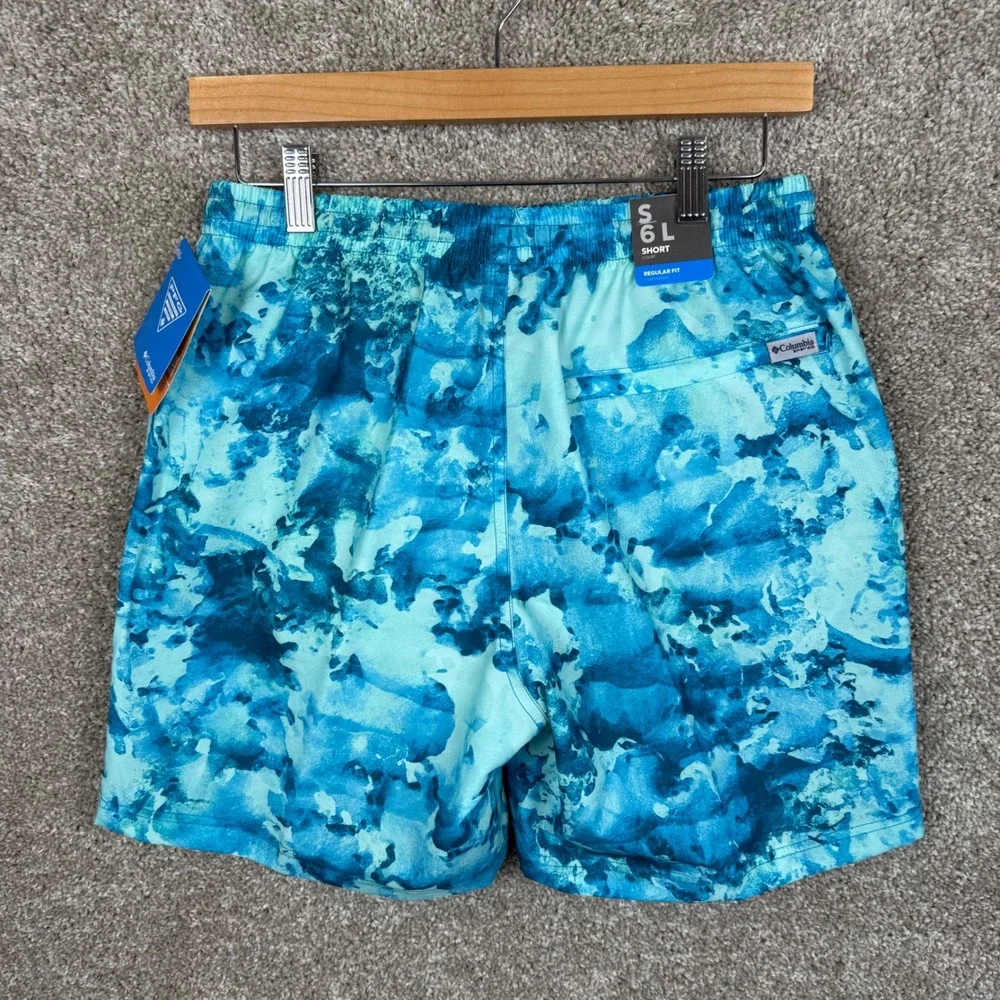 Columbia PFG Rambler Printed Water‎ Shorts Mens Small 6 Inseam Blue Teal NEW